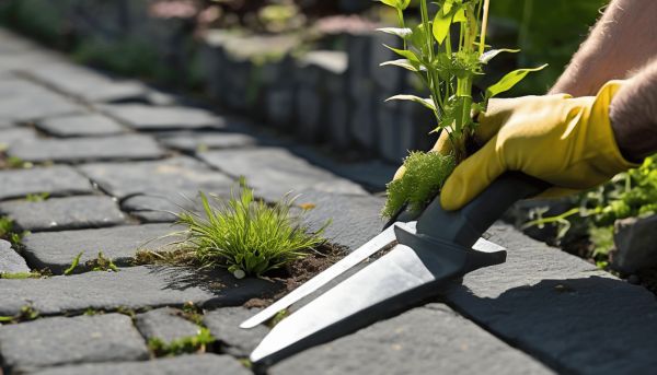 Éliminer les mauvaises herbes entre les pavés efficacement